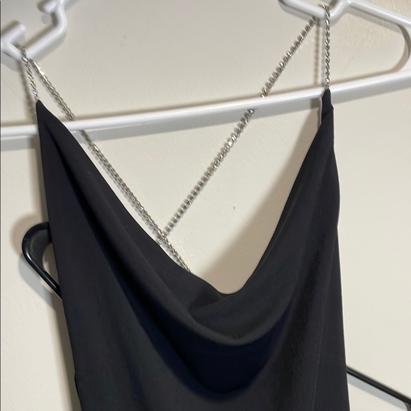 Vintage Black Sleeveless Crystal Spaghetti Strap Slip Dress - Picture 5 of 8